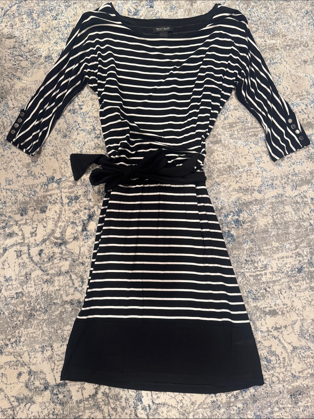 Striped Black and White Belted Dress XXS XS